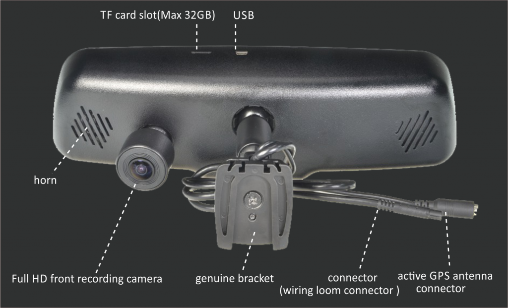 OPAL Android Navigation Mirror Monitor with Dash Cam Signature Car Sound
