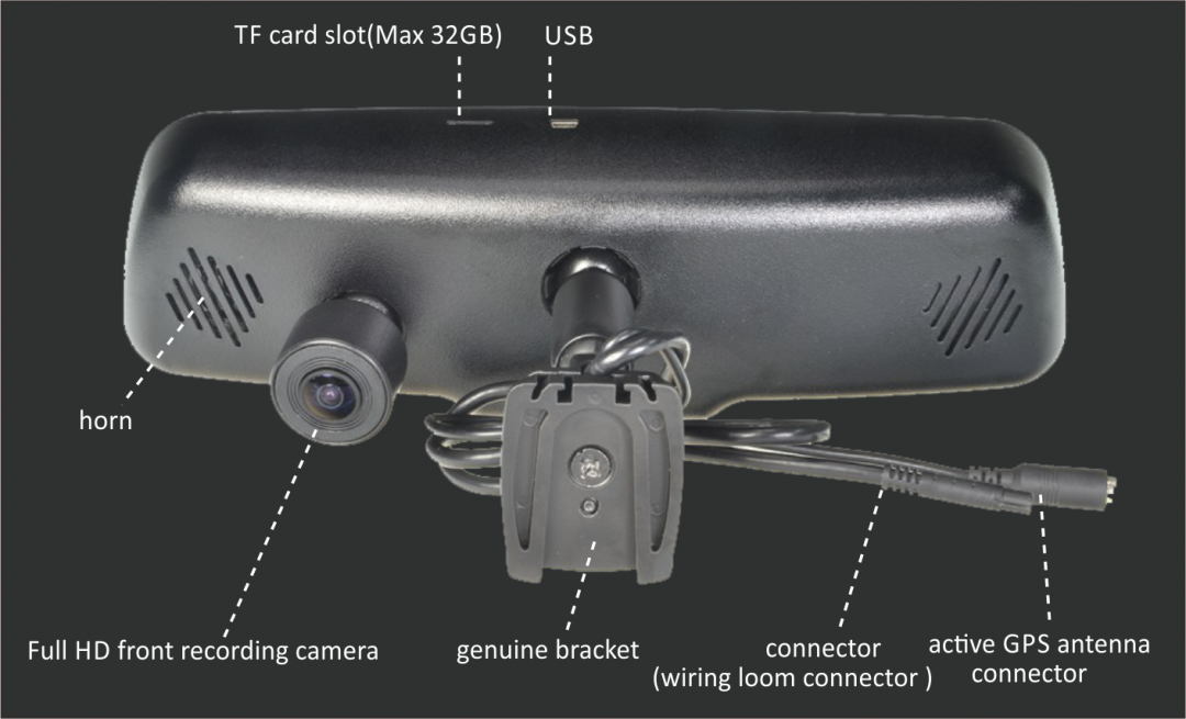 OPAL Android Navigation Mirror Monitor with Dash Cam Signature Car Sound